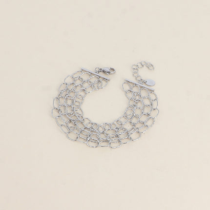 Bracelet - 4 rangs de maillons ovales striés