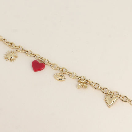 Bracelet Prisca - soleil, trèfle, coeur en résine, bouche et coeur texturé