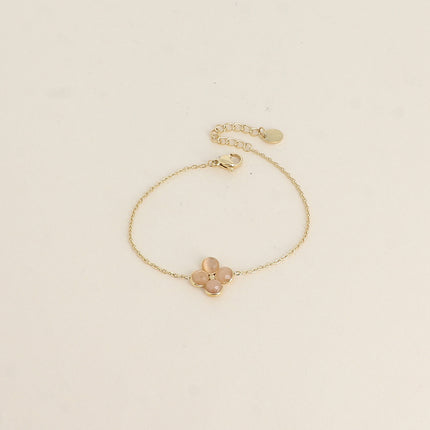 Bracelet - trèfle en pierre oeil de chat / perle de résine