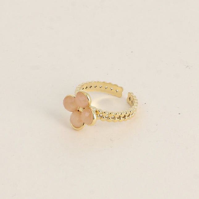 Ring - cat's eye stone clover