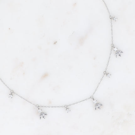 Collier Katarina - petites breloques en motif feuillage en oxydes de zirconium