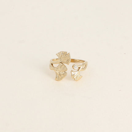 Bague ouverte - ginkos et oxydes de zirconium