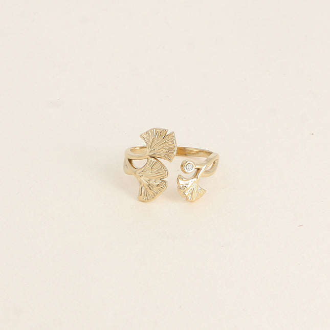 Bague ouverte - ginkos et oxydes de zirconium