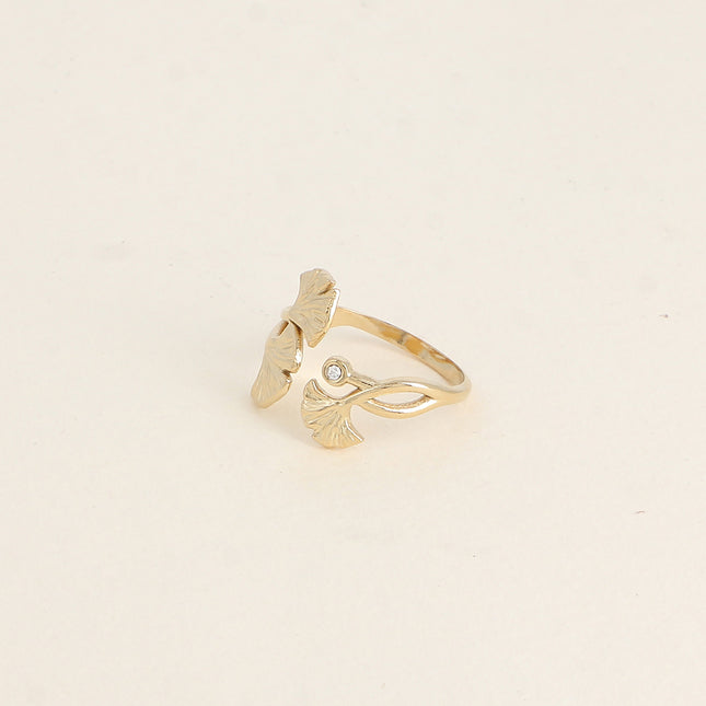 Bague ouverte - ginkos et oxydes de zirconium