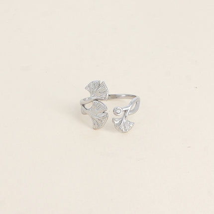 Bague ouverte - ginkos et oxydes de zirconium