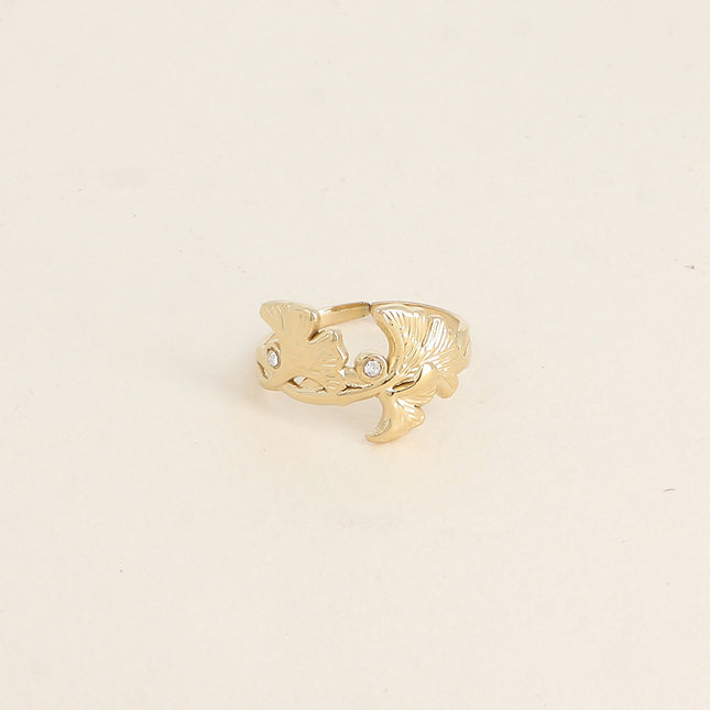 Bague - ginkos et oxydes de zirconium