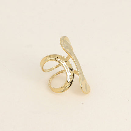 Bague ouverte large - formes ajourées et martelées