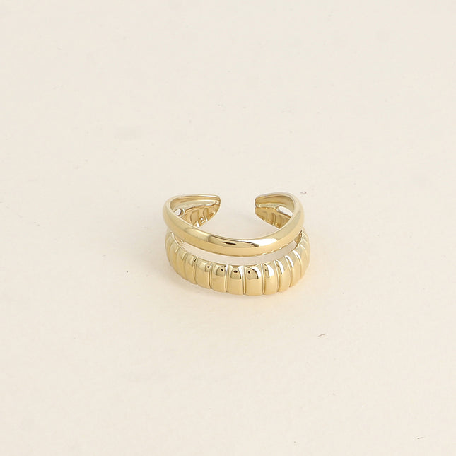 Bague - 2 rangs ondulés, l'un strié et l'autre lisse