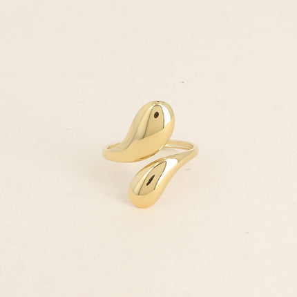 Bague ouverte - 2 formes bombées lisses, verticales