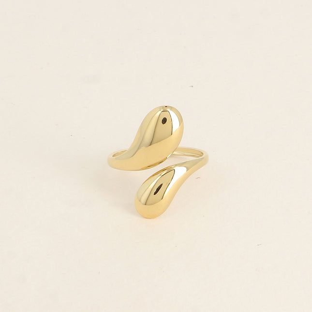 Bague ouverte - 2 formes bombées lisses, verticales