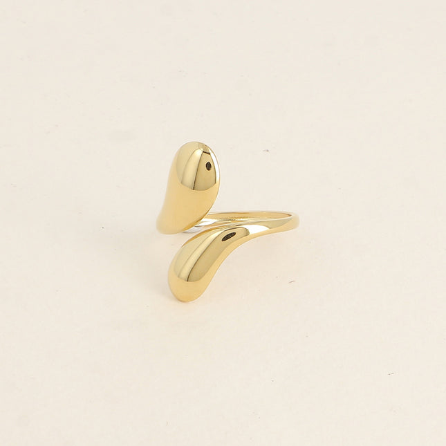 Bague ouverte - 2 formes bombées lisses, verticales