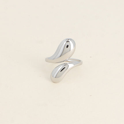 Bague ouverte - 2 formes bombées lisses, verticales