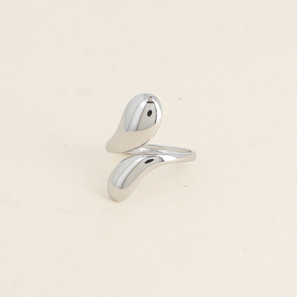Bague ouverte - 2 formes bombées lisses, verticales
