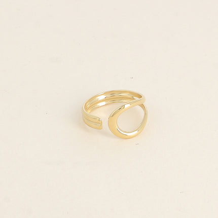 Bague ouverte -  forme arrondie ajourée et deux barres