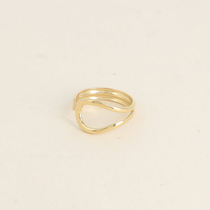 Bague ouverte -  forme arrondie ajourée et deux barres