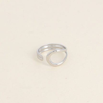 Bague ouverte -  forme arrondie ajourée et deux barres