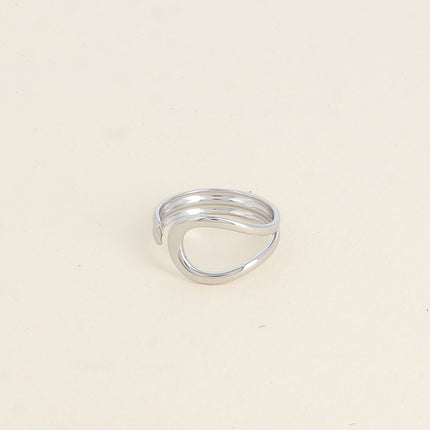 Bague ouverte -  forme arrondie ajourée et deux barres