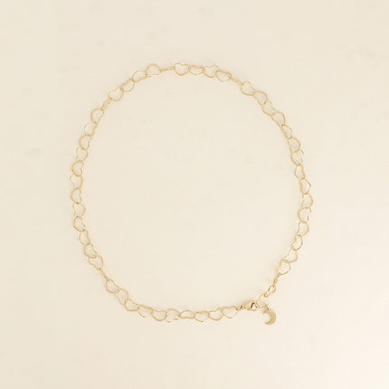 Collier - maillons coeurs et pendentif lune