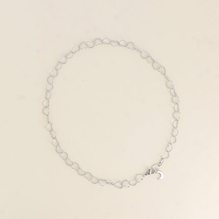 Collier - maillons coeurs et pendentif lune