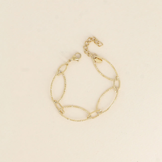 Bracelet - alternating oval, serrated and textured links