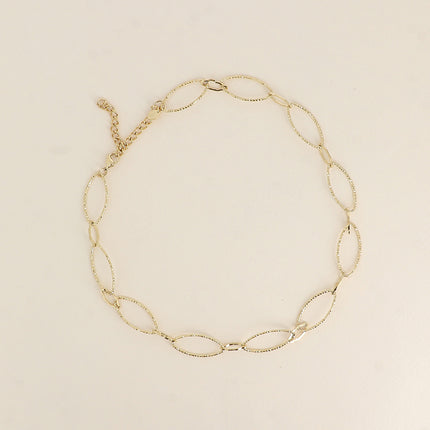 Collier - maillons alternés ovales dentelés et texturés