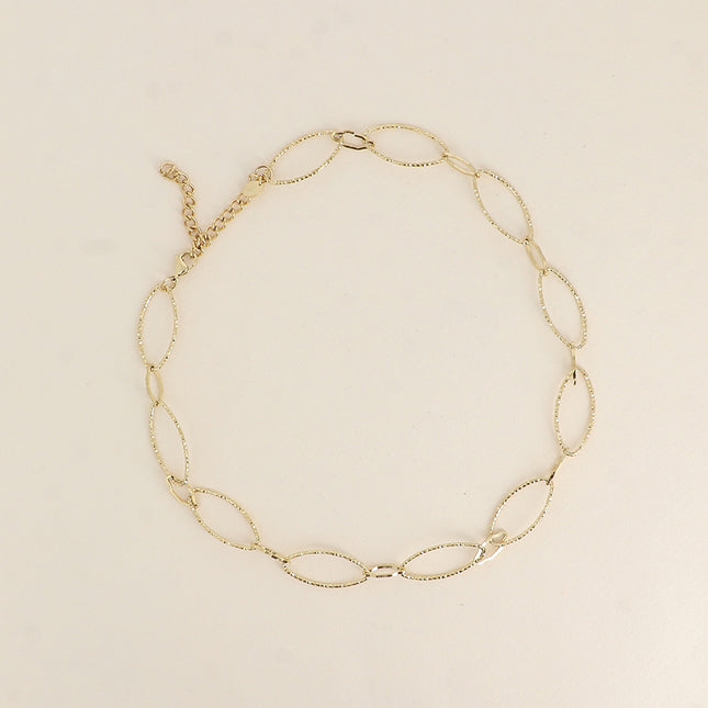 Collier - maillons alternés ovales dentelés et texturés