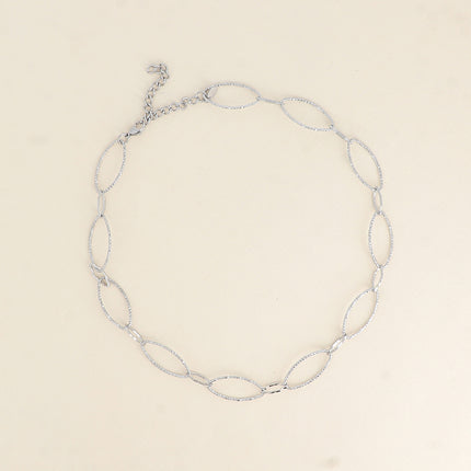 Collier - maillons alternés ovales dentelés et texturés