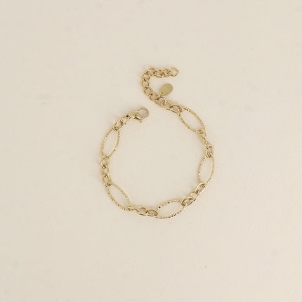 Bracelet - maillons alternés ovales dentelés et texturés