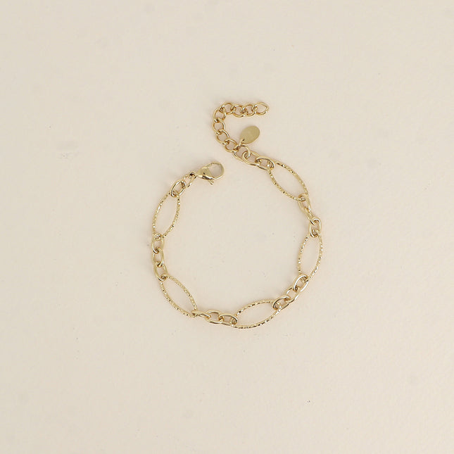 Bracelet - alternating oval, serrated and textured links