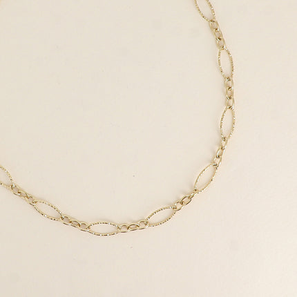 Collier - maillons alternés ovales dentelés et texturés