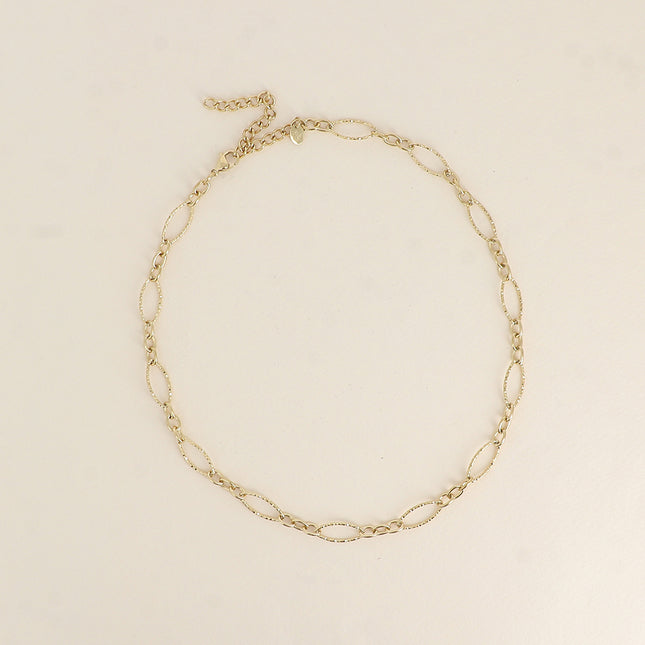 Collier - maillons alternés ovales dentelés et texturés