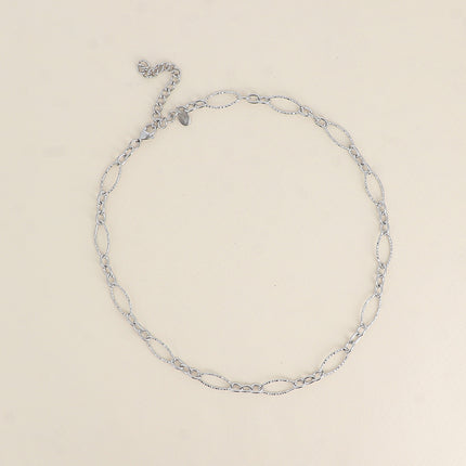 Collier - maillons alternés ovales dentelés et texturés