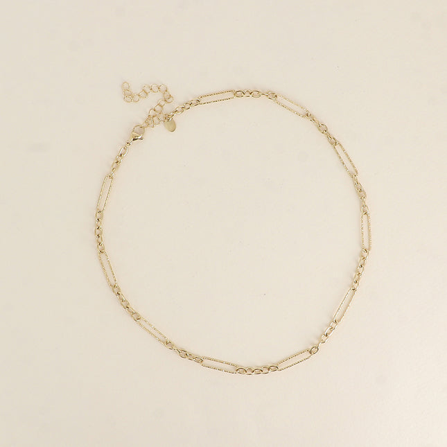 Collier - maillons ovales dentelés et petits maillons ovales