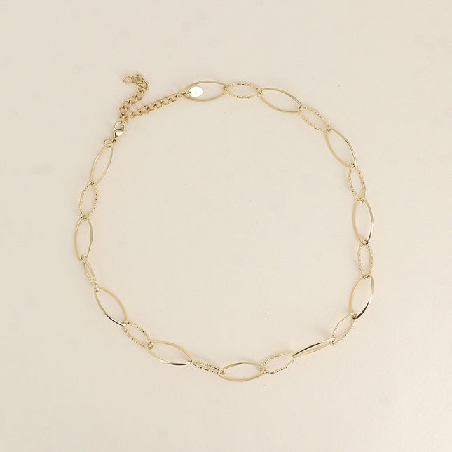 Collier - maillons alternés ovales dentelés et lisses