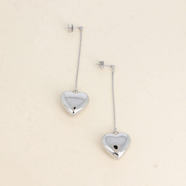 Boucles pendantes- chaîne et coeur lisse