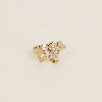 Bague ouverte Sidona - ginkos et oxydes de zirconium