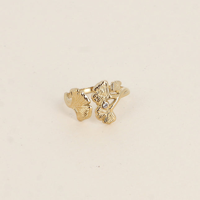 Bague ouverte Sidona - ginkos et oxydes de zirconium