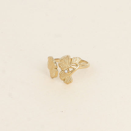 Bague ouverte Sidona - ginkos et oxydes de zirconium