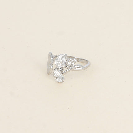 Bague ouverte Sidona - ginkos et oxydes de zirconium