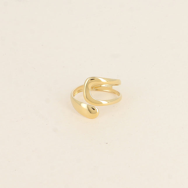 Bague ouverte - deux formes arrondies, ajourée et pleine