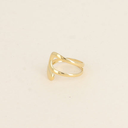 Bague ouverte - deux formes arrondies, ajourée et pleine