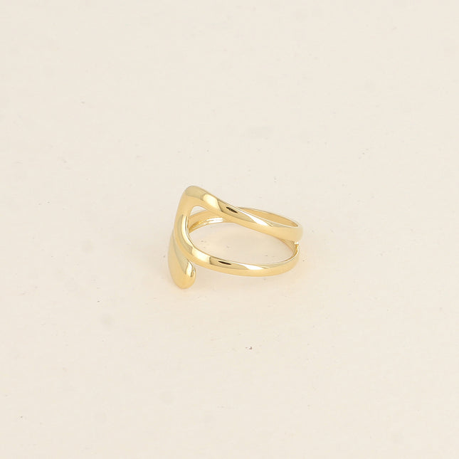 Bague ouverte - deux formes arrondies, ajourée et pleine