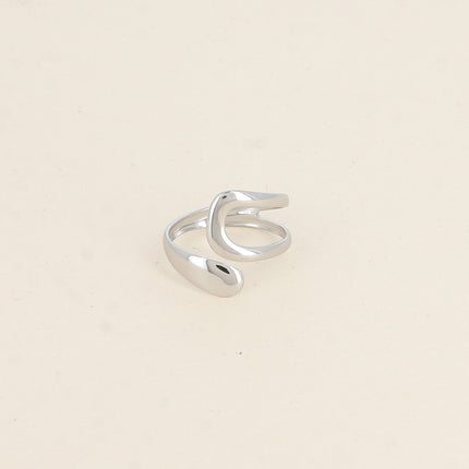 Bague ouverte - deux formes arrondies, ajourée et pleine