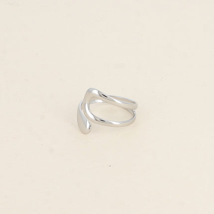 Bague ouverte - deux formes arrondies, ajourée et pleine