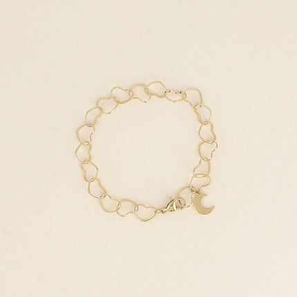 Bracelet - maillons coeurs et pendentif lune