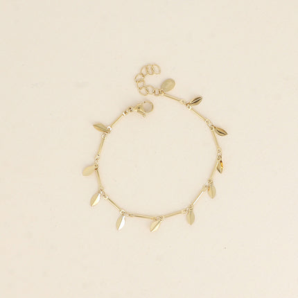 Bracelet - maillons cylindriques et de pétales pendantes