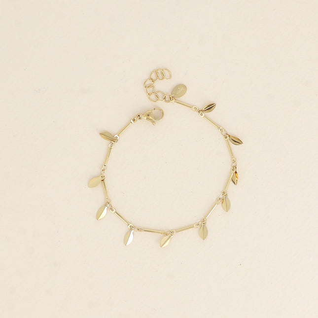 Bracelet - maillons cylindriques et de pétales pendantes