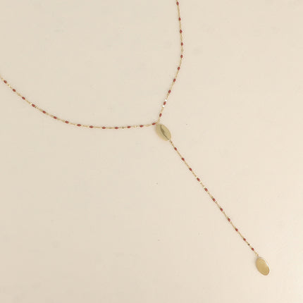 Collier Y - pastilles ovales et chaîne émaillée