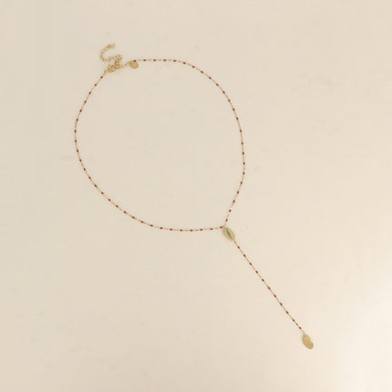 Collier Y - pastilles ovales et chaîne émaillée
