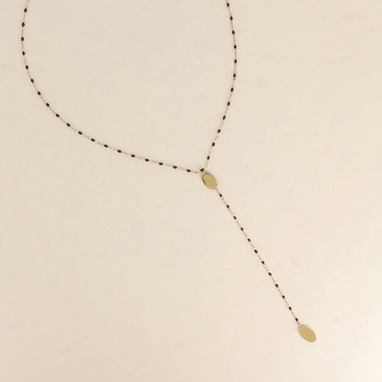 Collier Y - pastilles ovales et chaîne émaillée